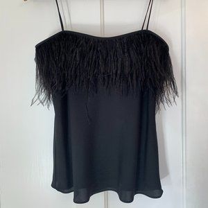 Milly Black Verona Stretch Silk Feather Tank